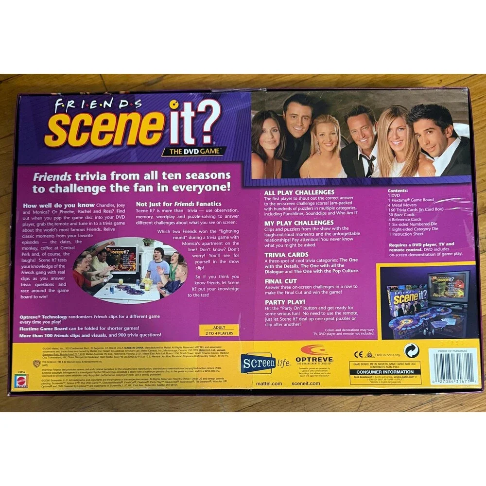 Friends Scene It? The DVD Game Complete 2005 Mattel Screenlife Trivia